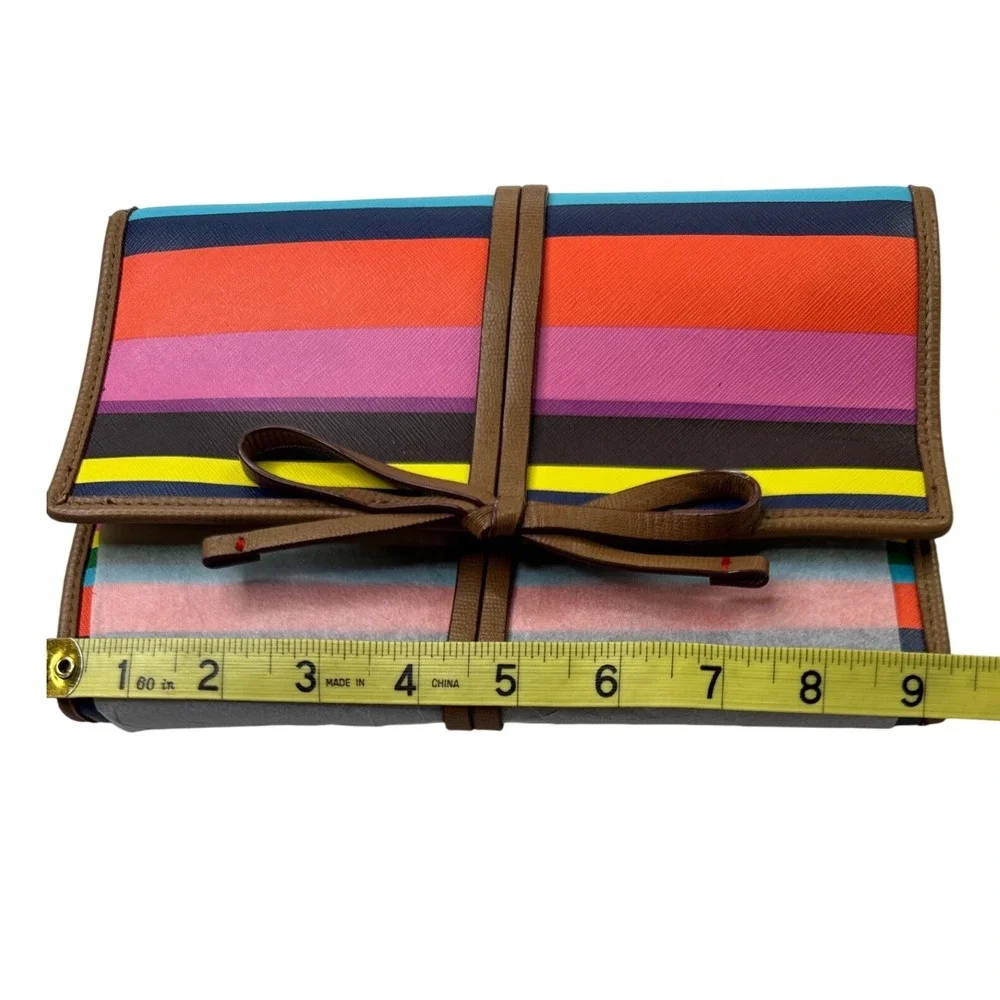 Stella & Dot Bring Your Bling Jewelry Roll Organizer Striped Travel Bag Multi